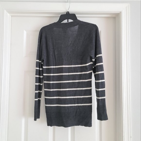 Patagonia 100% Merino Wool Striped Cardigan Sweater Dark Grey Small - Picture 4 of 6